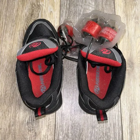 Heelys 7080 Junior Kids X2 Double Wheel Youth US Size 1 Black Red Skate Shoes