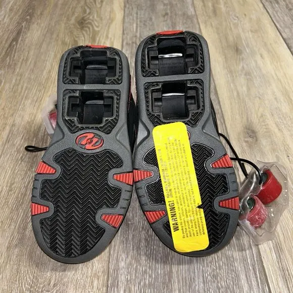 Heelys 7080 Junior Kids X2 Double Wheel Youth US Size 1 Black Red Skate Shoes