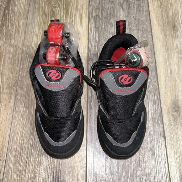 Heelys 7080 Junior Kids X2 Double Wheel Youth US Size 1 Black Red Skate Shoes