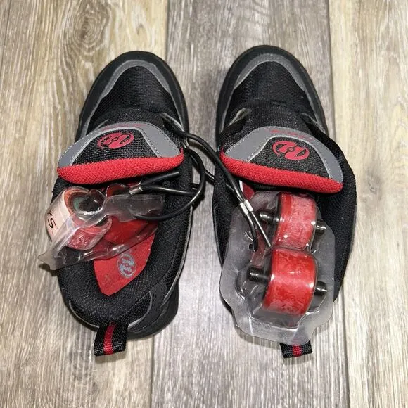 Heelys 7080 Junior Kids X2 Double Wheel Youth US Size 1 Black Red Skate Shoes