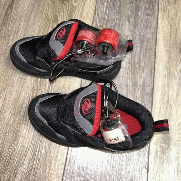 Heelys 7080 Junior Kids X2 Double Wheel Youth US Size 1 Black Red Skate Shoes