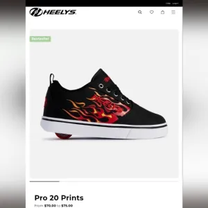 Heelys Black and Red Flame Skate Shoes Size 7 Men