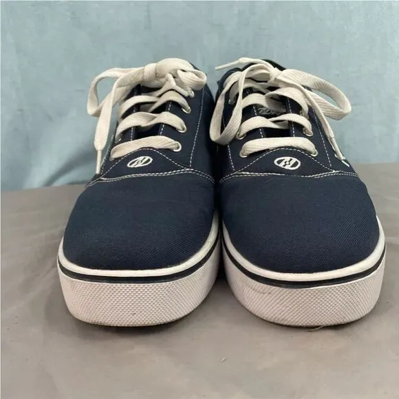 HEELYS Men 12 Blue Y2K Wheel Skate Shoes Navy Blue Mid Low Lace Up Clean EUC 12