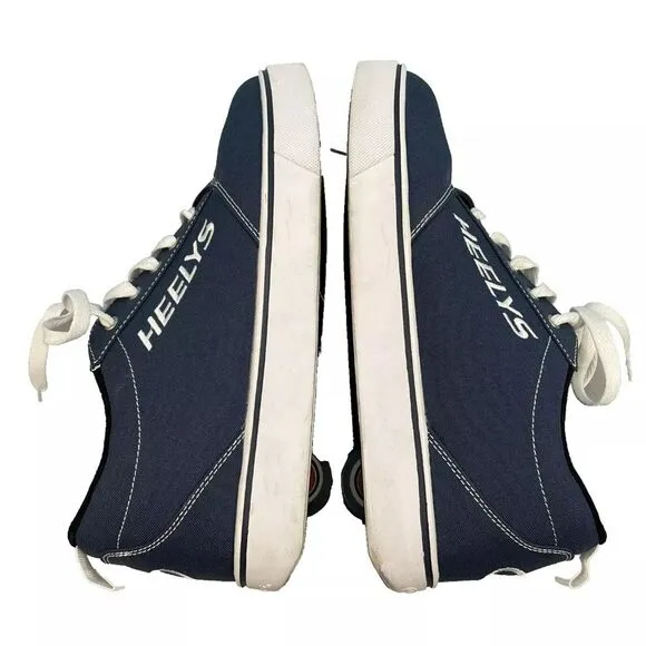 HEELYS Men 12 Blue Y2K Wheel Skate Shoes Navy Blue Mid Low Lace Up Clean EUC 12