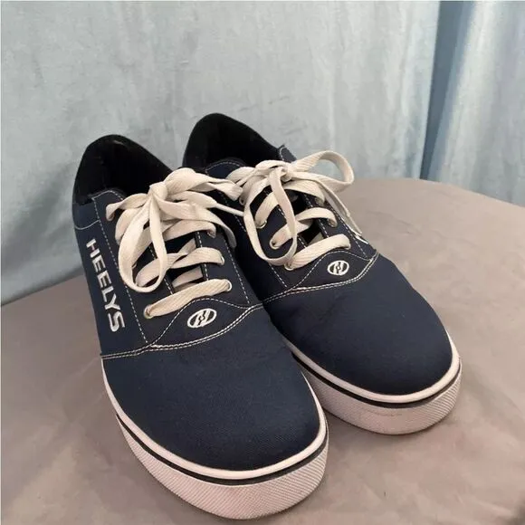 HEELYS Men 12 Blue Y2K Wheel Skate Shoes Navy Blue Mid Low Lace Up Clean EUC 12