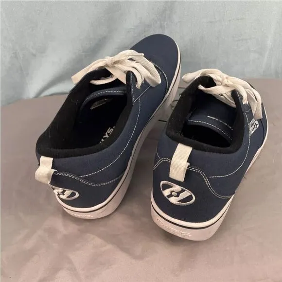 HEELYS Men 12 Blue Y2K Wheel Skate Shoes Navy Blue Mid Low Lace Up Clean EUC 12