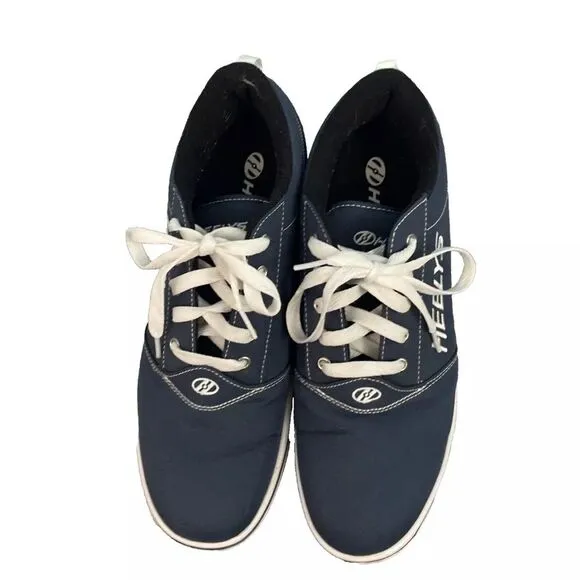 HEELYS Men 12 Blue Y2K Wheel Skate Shoes Navy Blue Mid Low Lace Up Clean EUC 12
