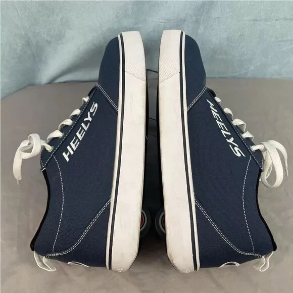 HEELYS Men 12 Blue Y2K Wheel Skate Shoes Navy Blue Mid Low Lace Up Clean EUC 12