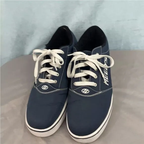 HEELYS Men 12 Blue Y2K Wheel Skate Shoes Navy Blue Mid Low Lace Up Clean EUC 12