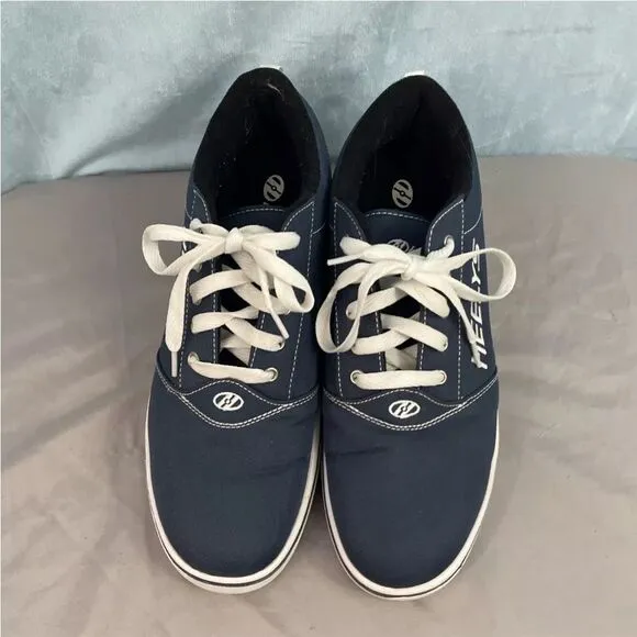HEELYS Men 12 Blue Y2K Wheel Skate Shoes Navy Blue Mid Low Lace Up Clean EUC 12