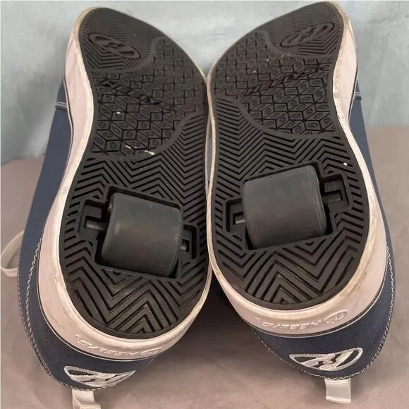 HEELYS Men 12 Blue Y2K Wheel Skate Shoes Navy Blue Mid Low Lace Up Clean EUC 12