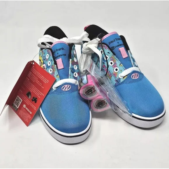 Heelys Shoes Youth 5 Womens 6 Skate Wheel Sneaker Paul Frank Pink Blue Pro 20