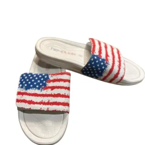 Hey Dudes Patriotic Mens Size 10 Slides with Grip Closure