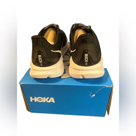 HOKA Mach 6 Men’s Everyday Running/Race, Black &amp; White Athletic Shoes👟 Size 10D