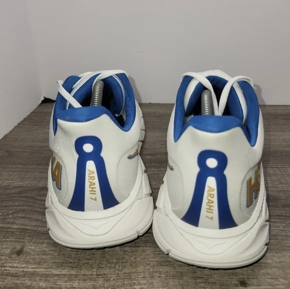 Hoka One One Arahi 7 Running Shoes White Blue Men's Size 12 D Sneaker