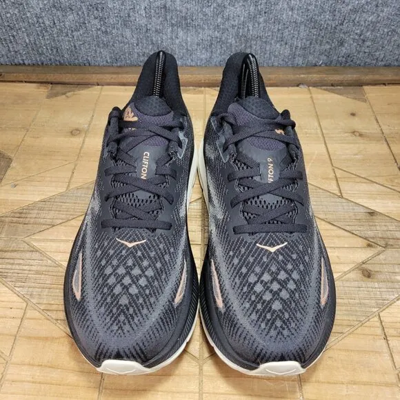 Hoka One One Womens Clifton 9 1127896 BRGL Black Running Shoes Sneaker Size 10 B