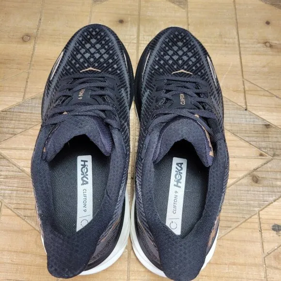Hoka One One Womens Clifton 9 1127896 BRGL Black Running Shoes Sneaker Size 10 B
