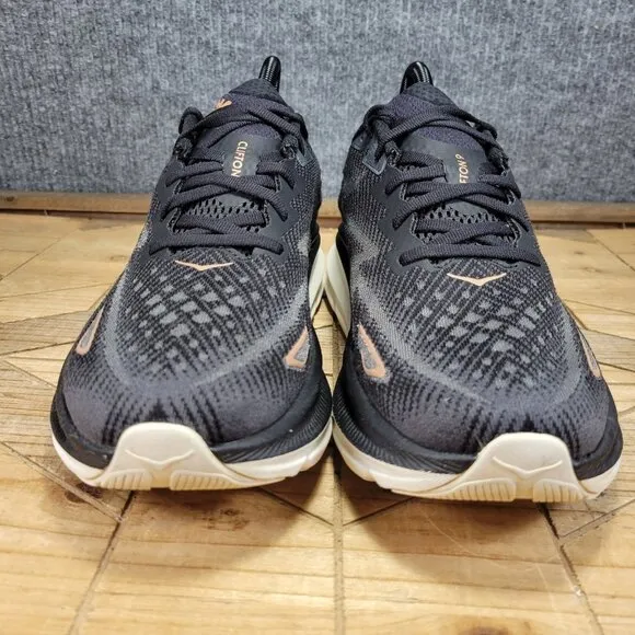 Hoka One One Womens Clifton 9 1127896 BRGL Black Running Shoes Sneaker Size 10 B