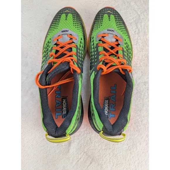 Hoka Speed Instinct 2 Trail Running Shoes Mens sz 11 Neon Green Black Orange NEW