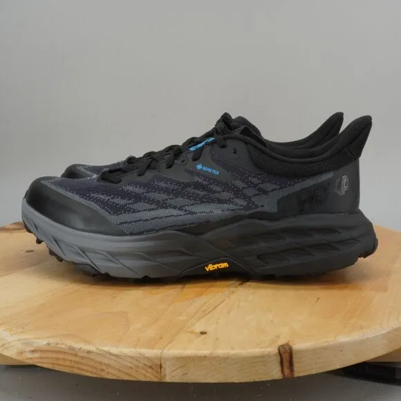 Hoka Speedgoat 5 GTX Spike Mens Size 9.5 D Shoes Black Hiking Trail Sneakers NEW
