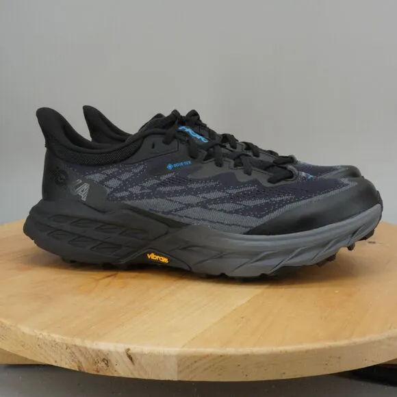 Hoka Speedgoat 5 GTX Spike Mens Size 9.5 D Shoes Black Hiking Trail Sneakers NEW
