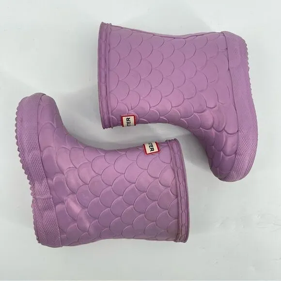 Hunter Little Girl’s Sea Dragon Iridescent Purple Waterproof Boots Size 6
