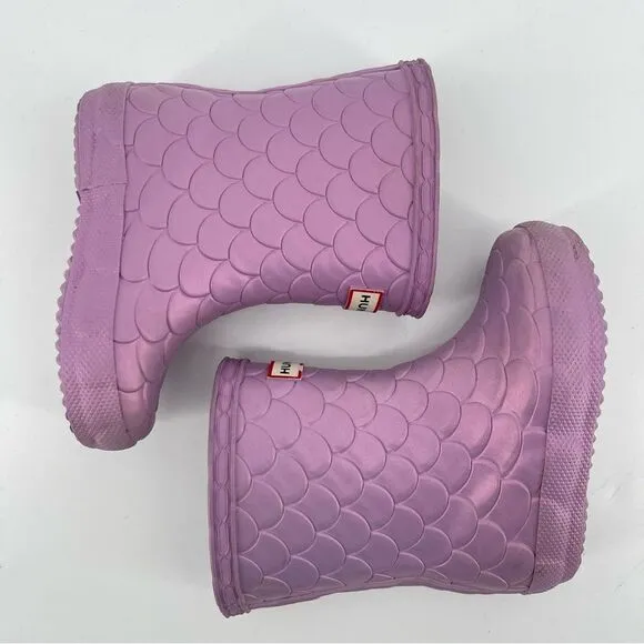 Hunter Little Girl’s Sea Dragon Iridescent Purple Waterproof Boots Size 6