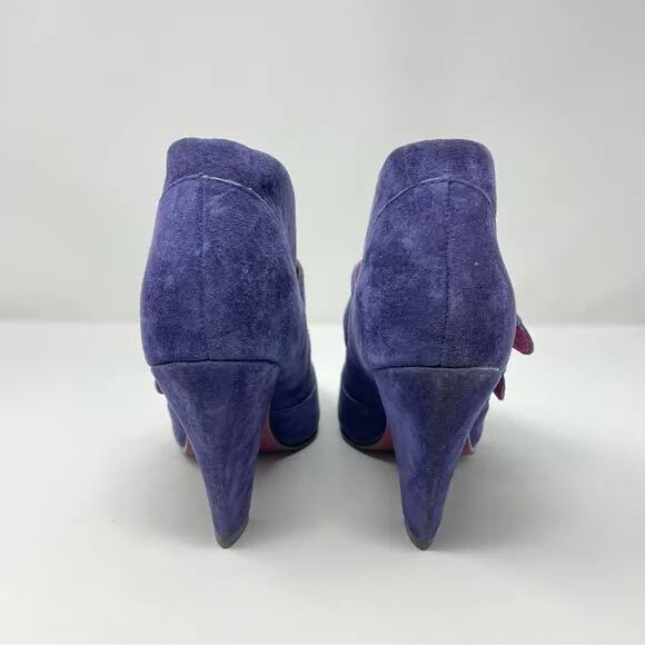 Hush Puppies | Purple Suede Shoes Heeled Booties 7.5