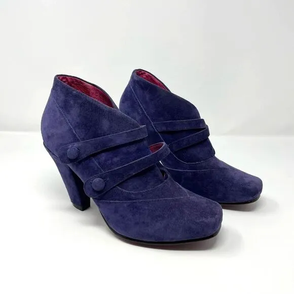Hush Puppies | Purple Suede Shoes Heeled Booties 7.5