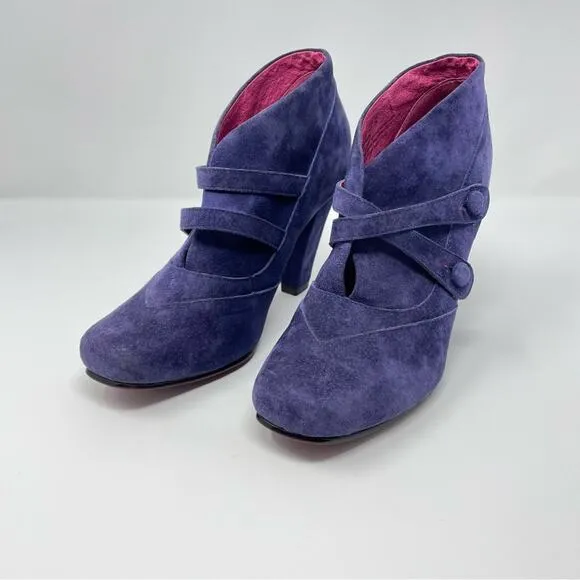 Hush Puppies | Purple Suede Shoes Heeled Booties 7.5