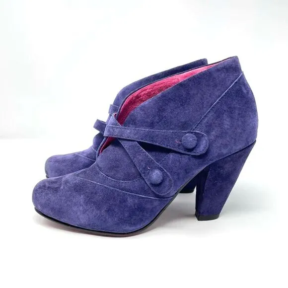 Hush Puppies | Purple Suede Shoes Heeled Booties 7.5