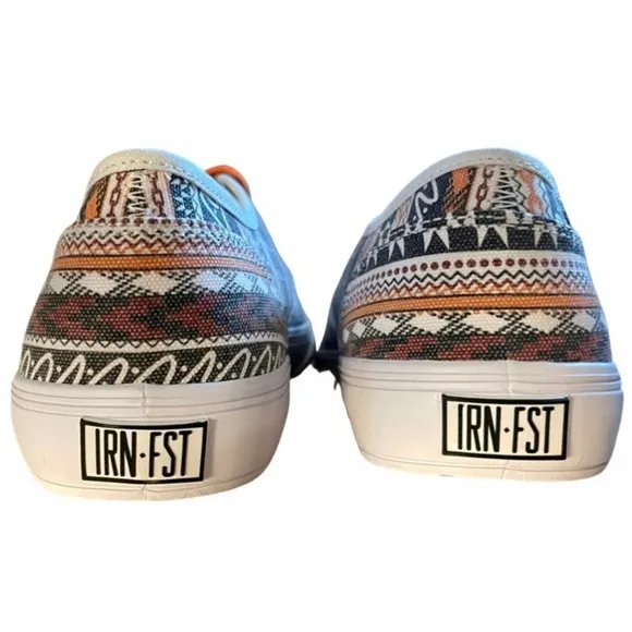 IRON FIST The Winston orange, brown &amp; white print skate shoes men's 8 NWOB