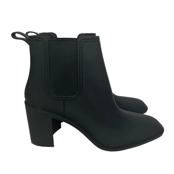 Jeffrey Campbell Hurricane Square Toe Block Heel Chelsea Boot Sz 10 Black