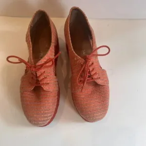 Jeffrey Campbell Tahiti Last Platform Clinton Raffia Oxford Tomato Size 8