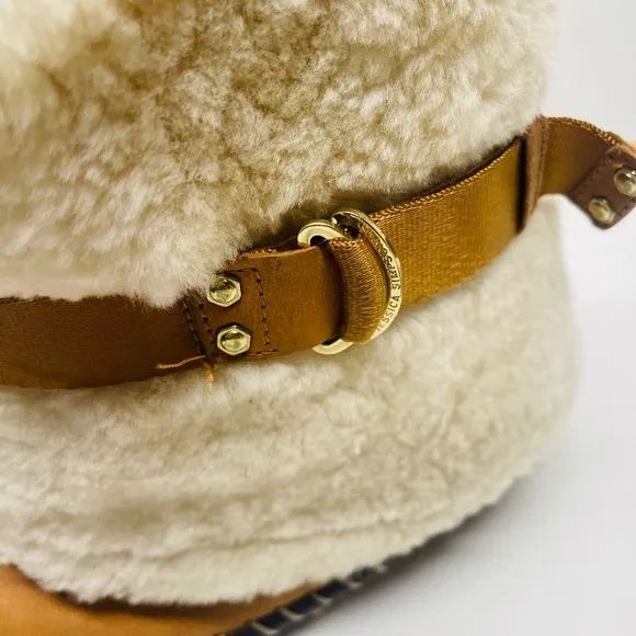 Jessica Simpson Shearling Suede Mukluk Boots Tan Buckle Size 8/8.5 Apres Ski