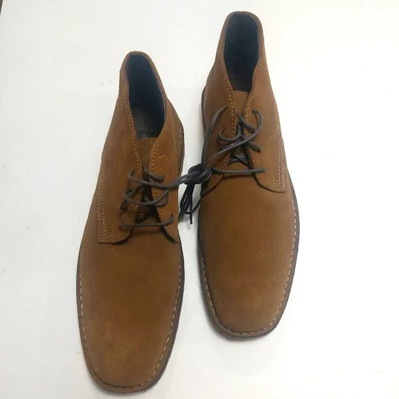 JOHNSTON &amp; MURPHY Runnell Chukka Camel Brown Sheep Skin Shoes Size 8.5M