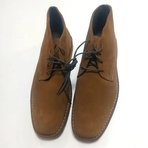 JOHNSTON &amp; MURPHY Runnell Chukka Camel Brown Sheep Skin Shoes Size 8.5M