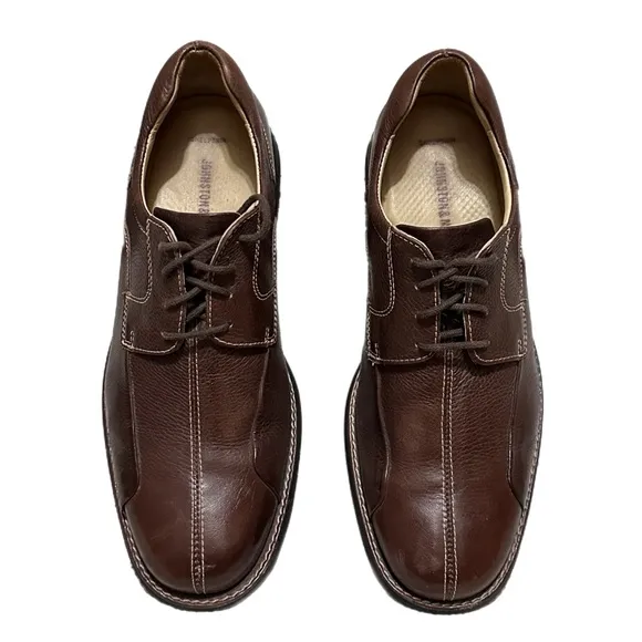 Johnston &amp; Murphy Sheepskin FootBed Shuler Bicycle Dark Brown Shoes 10M
