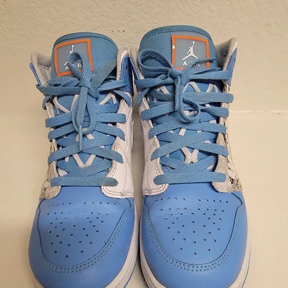 Jordan Blue and White High-Top Sneakers with Classic Design