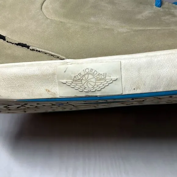 Jordan Grown Mens V.9 453930 201 Khaki Imperial Blue Light Bone High Top Shoes