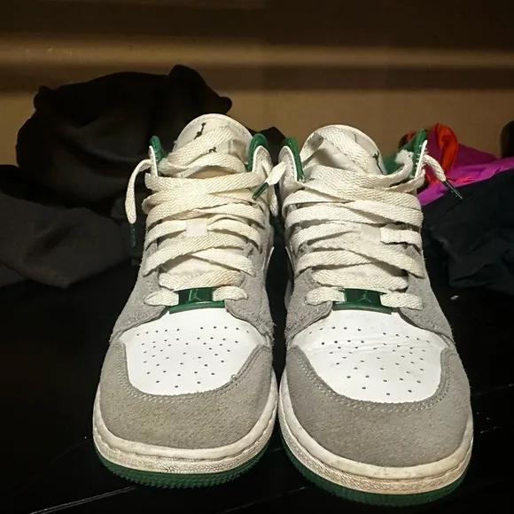 Jordan Kids Shoes in Green, Gray, and White