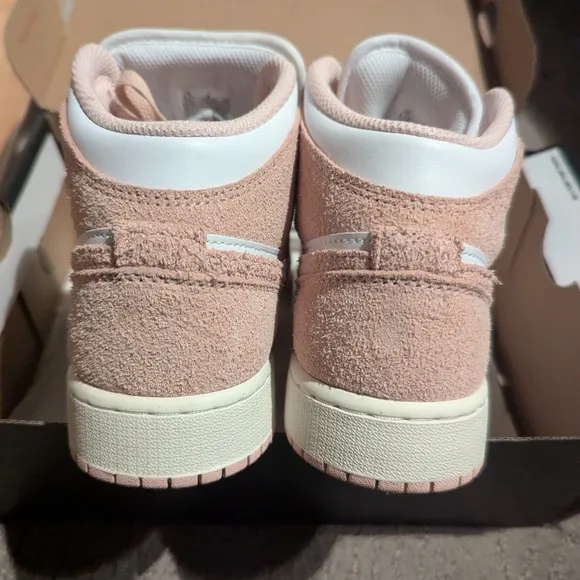 Jordan Pink and White Mid-Top Sneakers