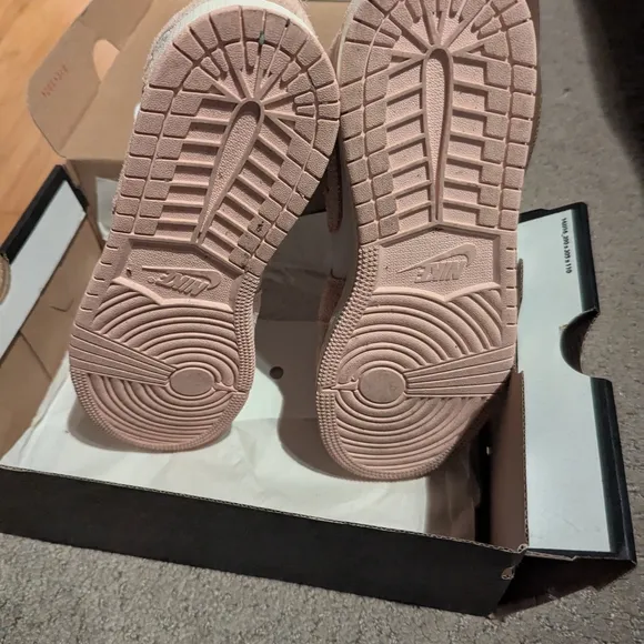 Jordan Pink and White Mid-Top Sneakers