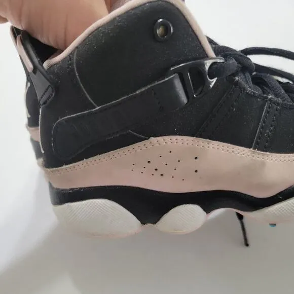 Jordan Shoes Girls 13 Pink Black White Lace Up High Top Black Jump Man Sneakers