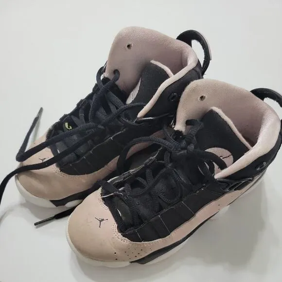 Jordan Shoes Girls 13 Pink Black White Lace Up High Top Black Jump Man Sneakers