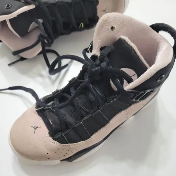 Jordan Shoes Girls 13 Pink Black White Lace Up High Top Black Jump Man Sneakers