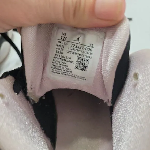 Jordan Shoes Girls 13 Pink Black White Lace Up High Top Black Jump Man Sneakers