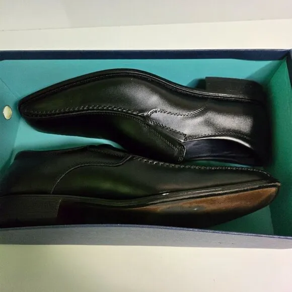 Joseph Abboud Lawrence Black Leather Moc Toe Loafer Size 10