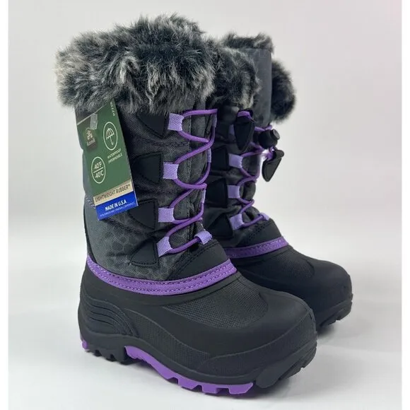 Kamik Snow Gyspy 3 Toddler Purple Gray Animal Print Waterproof Winter Snow Boots