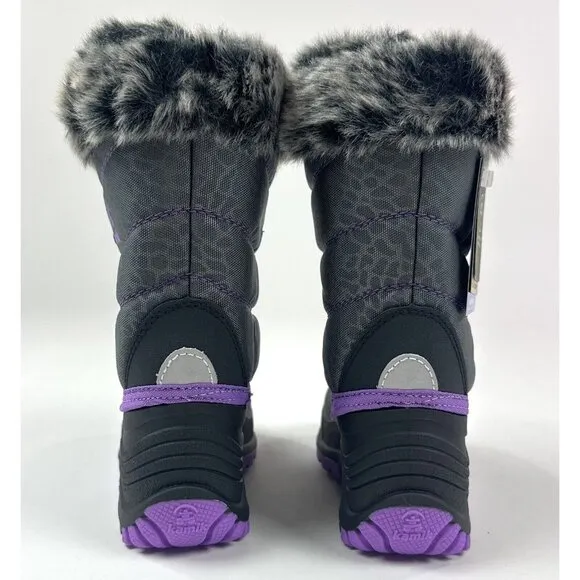 Kamik Snow Gyspy 3 Toddler Purple Gray Animal Print Waterproof Winter Snow Boots
